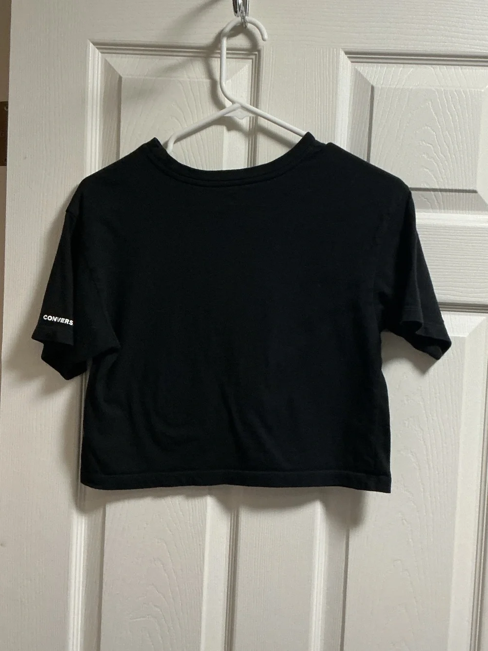 Converse Black Crop Tee with Pink Gradient All Star Logo